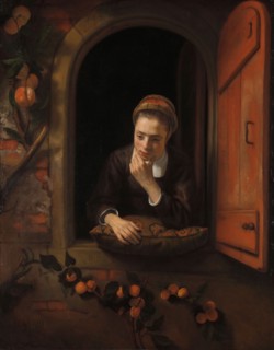 Girl at a Window, known as 'The Daydreamer', 1650-1660. Creator: Nicolaes Maes.