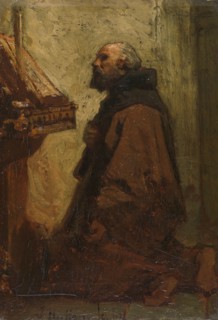 Praying Monk (Monk at his Devotions), 1864. Creator: Jacob Henricus Maris.