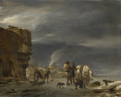 On the Ice near a Town, 1647. Creator: Nicolaes Berchem.