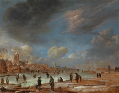 Winter Landscape near a Town with Kolf Players, c.1658-c.1660. Creator: Aert van der Neer.