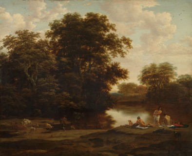 Landscape with Bathers, c.1660. Creator: Joris van der Haagen.