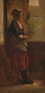 Girl at a doorway, 1870-1899.  Creator: Jacob Henricus Maris.