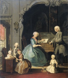 Family Group near a Harpsichord, 1739. Creator: Cornelis Troost.