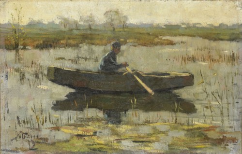 Man in a rowing boat, 1880-1926.  Creator: Hermanus Gerhardus Wolbers.
