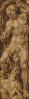Neptune Stabbing a Sea Horse, c.1550-c.1560. Creator: Maerten van Heemskerck.