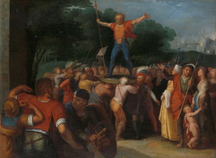 Brinno Raised upon the Shield, 1600-1613. Creator: Otto Van Veen.
