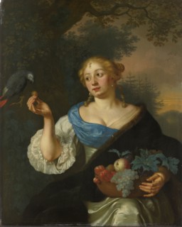 A Young Woman with a Parrot, 1660-1680. Creator: Ary de Vois.