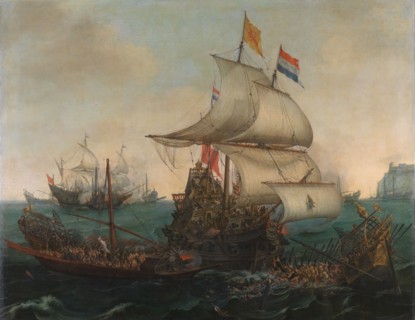 Dutch Ships Ramming Spanish Galleys off the English Coast, 3 October 1602, 1617. Creator: Hendrick Cornelisz Vroom.
