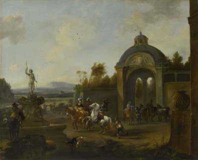 Hunting Party at a Fountain, 1660-1682. Creator: Pieter Wouwerman.