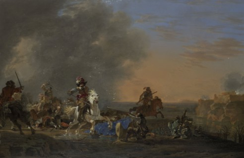 Cavalry Attack at Sunset, 1646. Creator: Jan Asselijin.