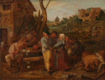 Card Fight outside a Country Tavern, c.1628-c.1630. Creator: Adriaen Brouwer.