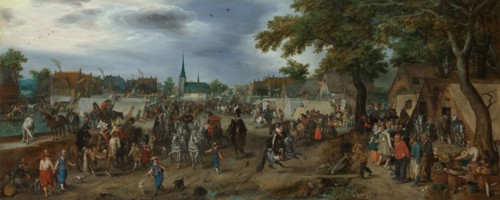 Princes Maurice and Frederick Henry at the Valkenburg Horse Fair, 1618. Creator: Adriaen van de Venne.