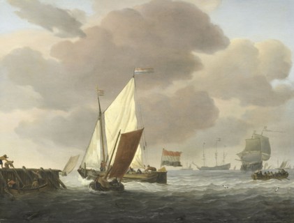 Ships near the Coast in windy Weather, c.1650-c.1707. Creator: Willem van de Velde the Younger.
