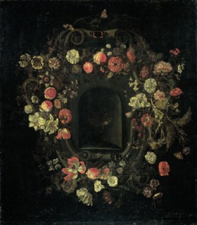 Wreath of Flowers encircling a Niche, 1659-1663. Creator: Karel Batist.