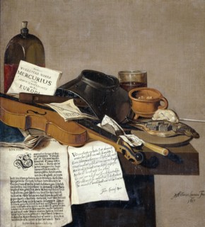 Still Life with a Copy of De Waere Mercurius, a Broadsheet with the News of Tromp's Victory..., 1655 Creator: Anthonie Leemans.