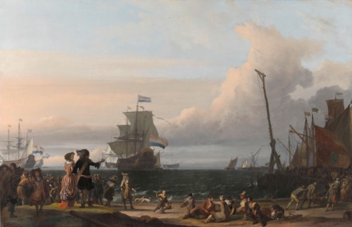 Dutch Ships in the Roads of Texel; in the middle the 'Gouden Leeuw',  the Flagship of..., 1671. Creator: Ludolf Bakhuizen.