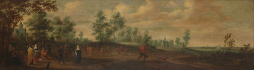 Landscape with a Couple Dancing outside a Country Mansion, 1645. Creator: Pieter Meulener.