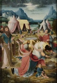 Gathering of Manna (inner, right wing of a triptych), c.1510-c.1520. Creator: Unknown.