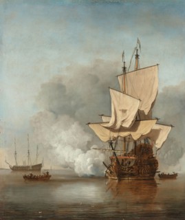 The Cannon Shot, c.1680. Creator: Willem van de Velde the Younger.