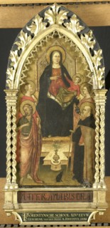 Virgin and Child Enthroned with Four Saints, Saints John the Baptist, Antony Abbot, Elizabeth of Hun Creator: Anon.