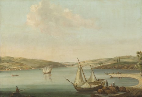 View of the Bosporus, taken from the Height of Beykoz to the northwest, with the Aqueduct of Justini Creator: Antoine van der Steen.