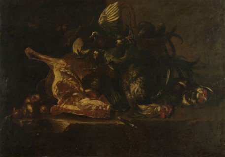 Still life with meat and dead birds, 1660-1671. Creator: Christoffel Puytlinck.