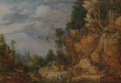 Rocky Landscape with Deer and Goats, 1620. Creator: Gillis Claesz. de Hondecoeter.