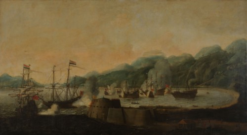 A Dutch Squadron under the Command of Cornelis Simonsz van der Veer Carrying Out a Surprise Attack o Creator: Hendrick van Anthonissen.