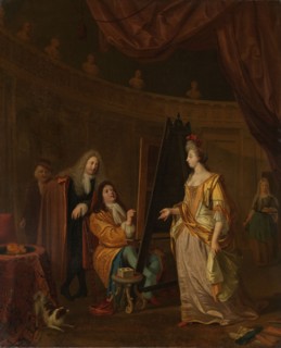 An Artist in his Studio, Painting the Portrait of a Lady, 1707. Creator: Ludolf Bakhuizen.