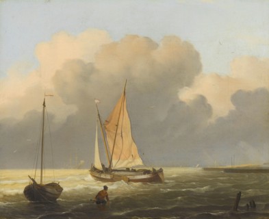 Seas off the Coast, with Spritsail Barge, 1697. Creator: Ludolf Bakhuizen.