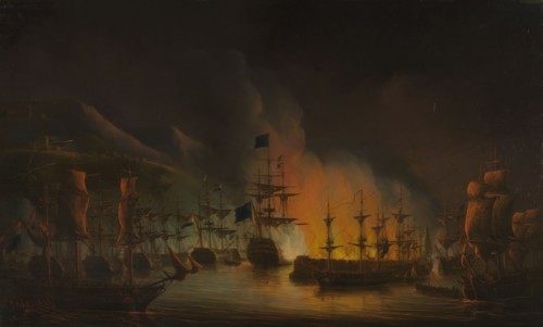 The Bombardment of Algiers, in support of...the release of Christian slaves...1816, 1823.  Creator: Martinus Schouman.