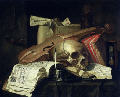 Vanitas still life, 1660. Creator: N.L. Peschier.