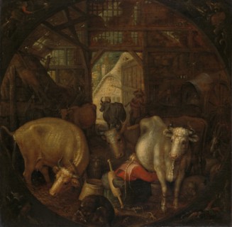 Cows in a Stable; Witches in the Four Corners, 1615. Creator: Roelandt Savery.
