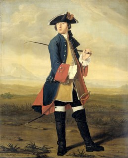 Portrait of Ludolf Backhuysen II, Painter, in the Uniform of the Dragoons, 1748. Creator: Tibout Regters.