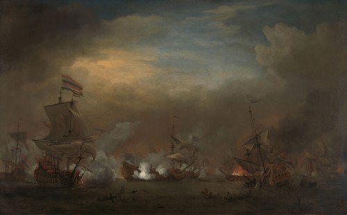 Encounter during the Battle of Kijkduin, c.1675. Creator: Willem van de Velde the Younger.