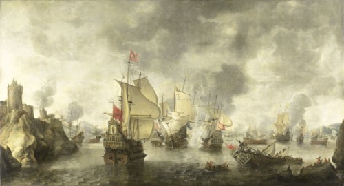 Battle of the Combined Venetian and Dutch Fleets against the Turks in the Bay of Foya, 1649, 1656. Creator: Abraham Beerstraten.
