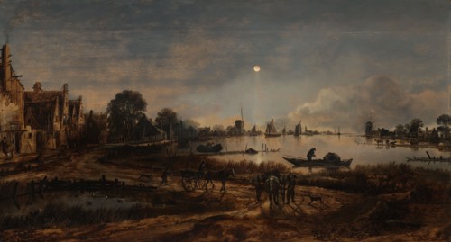 River View by Moonlight, c.1650-c.1655. Creator: Aert van der Neer.