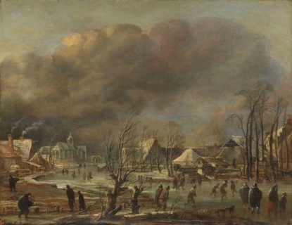 Winter Landscape with Church and Farmhouses, c.1775. Creator: Unknown.