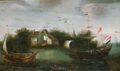 A Sea-going Vessel Sailing into an Inland Waterway, c.1614-c.1630. Creator: Anon.