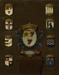Coat of Arms of Sara van Os, Wife of Jan van Reyersbergh with its eight quarterings, 1650-1699. Creator: Anon.