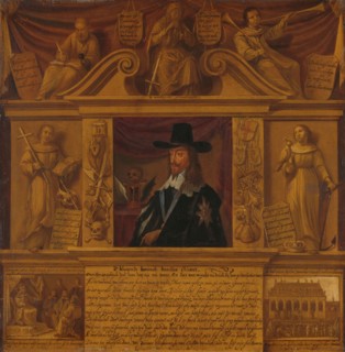 Portrait of Charles I, King of England, in a Frame with Allegorical Figures and Historical Represent Creator: Anon.