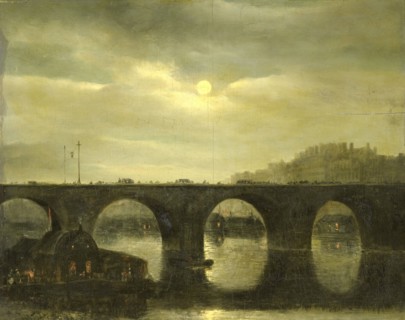 One of the Bridges over the Seine, Paris, in the Moonlight, 1835. Creator: Antonie Waldorp.
