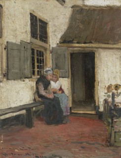 Neighborly Gossip, c.1880-c.1907. Creator: Bernardus Johannes Blommers.