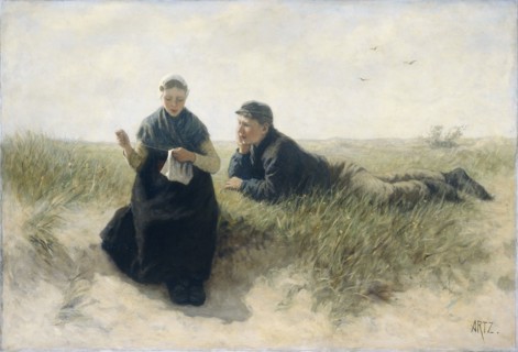 Boy and Girl in the Dunes, 1870-1890. Creator: David Adolf Constant Artz.