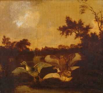 A Buzzard Attacks two Ducks, c.1635-c.1678. Creator: Dirck Wijntrack.