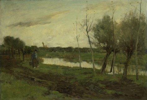 Landscape with canal, 1873-1903.  Creator: George Poggenbeek.