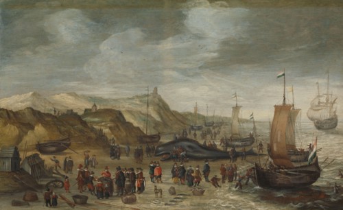 A Sperm Whale Washed up on the Beach at Noordwijk, 28 December 1614, 1614-1626. Creator: Hans Saveryy.