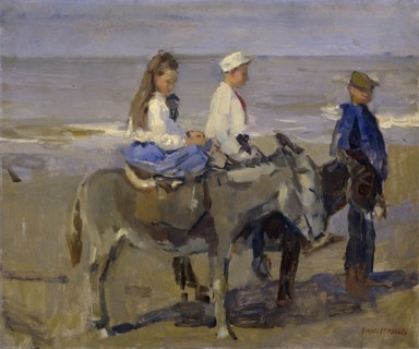 Boy and Girl on Donkeys, 1896-1901. Creator: Isaac Lazerus Israels.