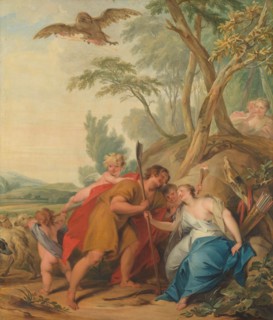 Jupiter, Disguised as a Shepherd, Seducing Mnemosyne, the Goddess of Memory, 1727. Creator: Jacob de Wit.