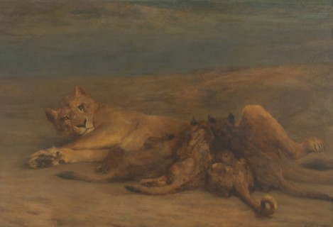 'Mother's Love' - lioness with four nursing cubs, 1870-1904.  Creator: John MacAllan Swan.